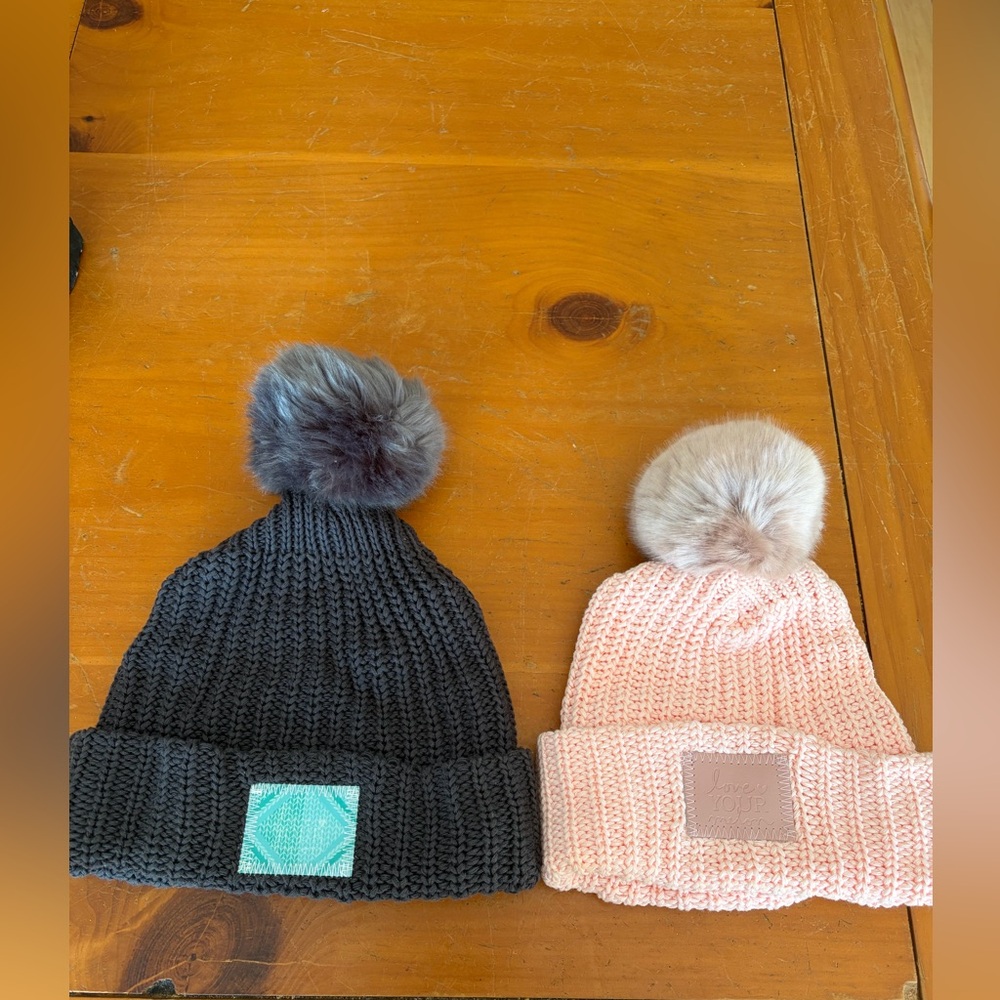 2 Love your Melon Pom Knit Beanies